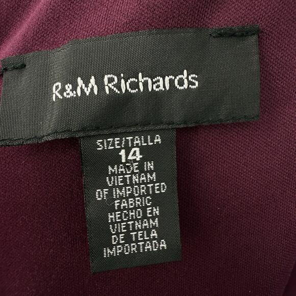 R&M Richards Sleeveless Jumpsuit size 14 Maroon Crystal Embellished Event - Picture 10 of 11